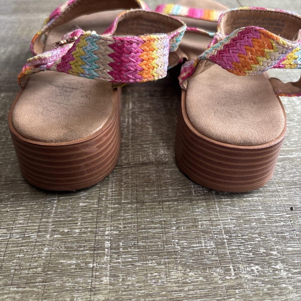 Blowfish Malibu Platform Sandals Sz 5M Rainbow Snap & Buckle Closure Open Toe - Picture 10 of 15